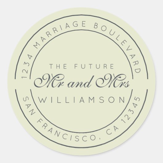 シック・スクリプト未来ミセス結婚ズ差出人住所 ラウンドシール (正面)