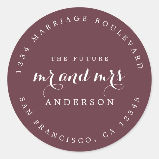 シック・スクリプト未来ミセス結婚ズ差出人住所 ラウンドシール (正面)