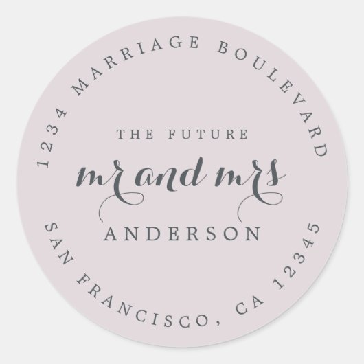 シック・スクリプト未来ミセス結婚ズ差出人住所 ラウンドシール (正面)