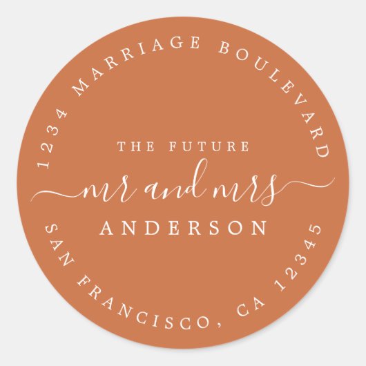 シック・スクリプト未来ミセス結婚ズ差出人住所 ラウンドシール (正面)