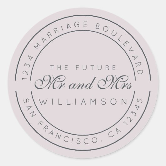 シック・スクリプト未来ミセス結婚ズ差出人住所 ラウンドシール (正面)