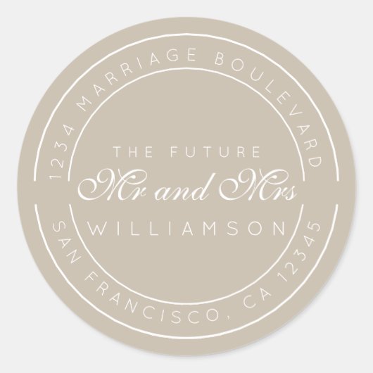 シック・スクリプト未来ミセス結婚ズ差出人住所 ラウンドシール (正面)