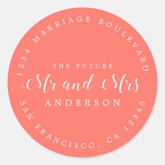 シック・スクリプト未来ミセス結婚ズ差出人住所 ラウンドシール (正面)