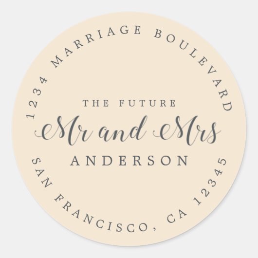 シック・スクリプト未来ミセス結婚ズ差出人住所 ラウンドシール (正面)