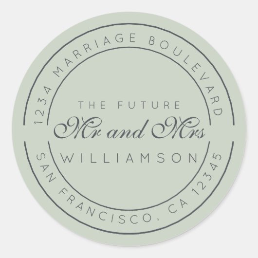 シック・スクリプト未来ミセス結婚ズ差出人住所 ラウンドシール (正面)