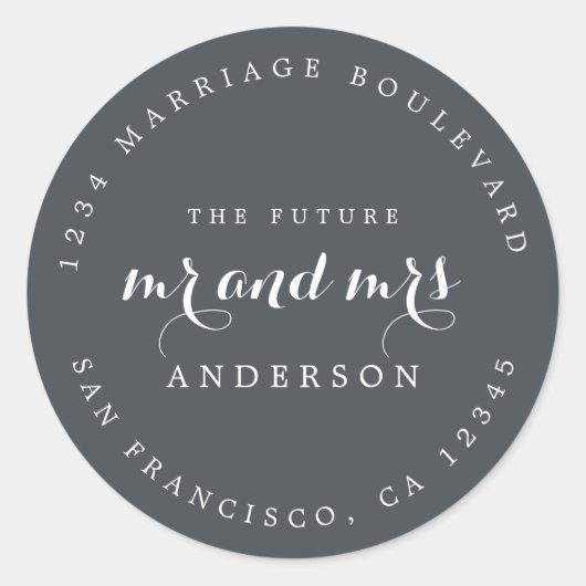 シック・スクリプト未来ミセス結婚ズ差出人住所 ラウンドシール (正面)