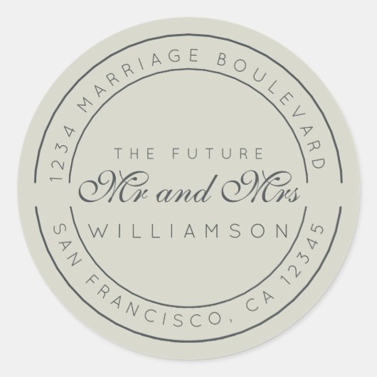 シック・スクリプト未来ミセス結婚ズ差出人住所 ラウンドシール (正面)