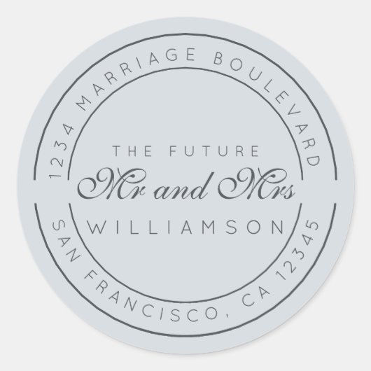 シック・スクリプト未来ミセス結婚ズ差出人住所 ラウンドシール (正面)