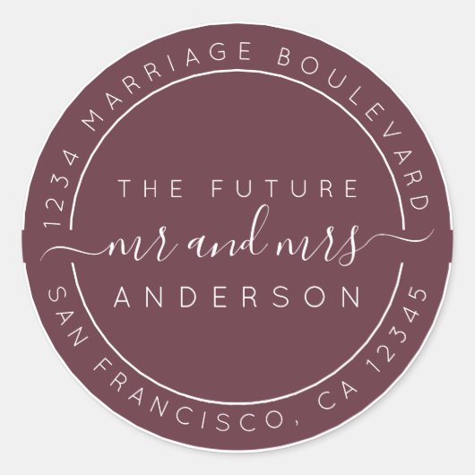 シック・スクリプト未来ミセス結婚ズ差出人住所 ラウンドシール (正面)
