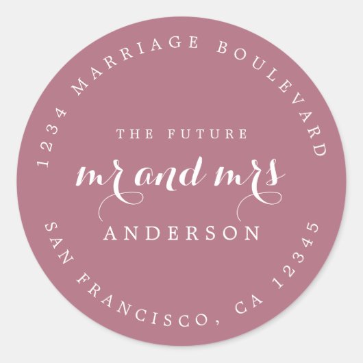 シック・スクリプト未来ミセス結婚ズ差出人住所 ラウンドシール (正面)