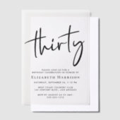 シック・スクリプト30th誕生日パーティー ベラム紙招待状 (オフセット)