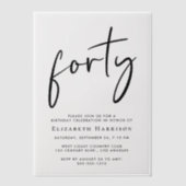 シック・スクリプト40th誕生日パーティー ベラム紙招待状 (正面)