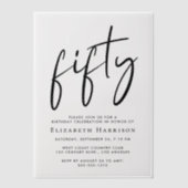 シック・スクリプト50th誕生日パーティー ベラム紙招待状 (正面)