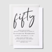 シック・スクリプト50th誕生日パーティー ベラム紙招待状 (オフセット)