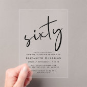 シック・スクリプト60th誕生日パーティー アクリル招待状 (インサイチュ (ポータブル))