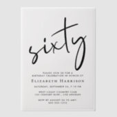 シック・スクリプト60th誕生日パーティー ベラム紙招待状 (正面)