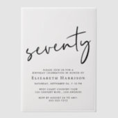 シック・スクリプト70th誕生日パーティー ベラム紙招待状 (正面)
