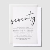 シック・スクリプト70th誕生日パーティー ベラム紙招待状 (オフセット)