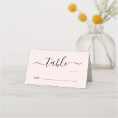 シック スクリプト ピンク 結婚式 テーブルナンバー プレイスカード (正面)