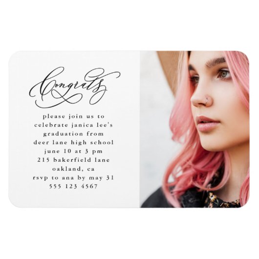 シック・スクリプト・ワン・フォト卒業パーティー マグネット (横)