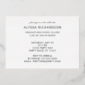 シック・スクリプトH写真卒業パーティー 箔招待状 (裏面)