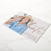 シック・スクリプトH写真卒業パーティー 箔招待状 (回転した状態)