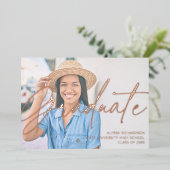 シック・スクリプトH写真卒業パーティー 箔招待状 (立ち正面)