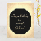シック&スタイリッシュハッピーバースデーガールフレンド カード (黄色い花)
