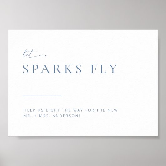 シック+スモダンパーカー結婚の出口の標識 |青 ポスター (正面)