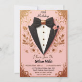 シック・スーツ賞メンズ大人タキシード18誕生日 招待状 (正面)