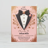 シック・スーツ賞メンズ大人タキシード18誕生日 招待状 (スタンド正面)