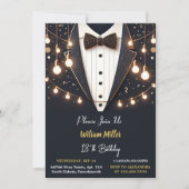 シック&スーツ賞男性大人タキシード18誕生日 招待状 (正面)