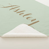 シック・セージグリーンミニマリストモノグラムシャーパ空白の シェルパブランケット (3/4)