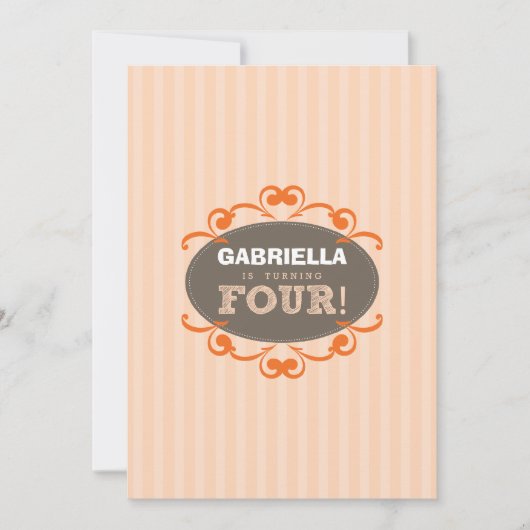 シック·ターニング4誕生日パーティーの招待（ピーチ） 招待状 (正面)