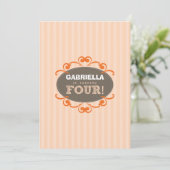 シック·ターニング4誕生日パーティーの招待（ピーチ） 招待状 (スタンド正面)