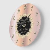 シック·ダイヤモンドバラ金ゴールド50結婚周年 ラージ壁時計 (傾斜)