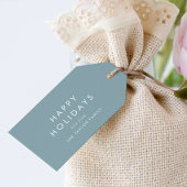 シック |ダスティーブルーハッピーホリデーズファミリークリスマス ギフトタグ