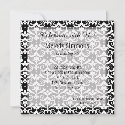 シック・ダマスク 招待状 (裏面)