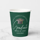 シック・ダークグリーンパーソナライズされた卒業式パーティー 紙コップ (裏面)