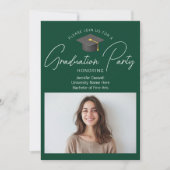 シック・ダークグリーン大学院写真卒業パーティー 招待状 (正面)
