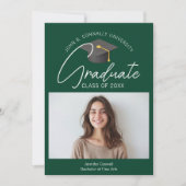 シック・ダークグリーン大学院写真2025年卒業 案内状 (正面)
