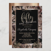 シック・ダークバラフレーム50thバースデーパーティー 招待状 (正面/裏面)