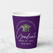 シック・ダークパープルパーソナライズされた卒業式パーティー 紙コップ (正面)