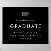 シック・ダークブラック・グラッド・キャップおめでとう卒業生 ポスター (正面)