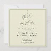 シック、ティーパーティーブライダルシャワー 招待状 (正面)