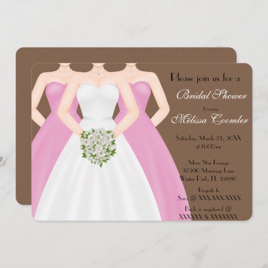 シック·デエレガントイ·ブライダルシャワーインビ 招待状 (正面/裏面)