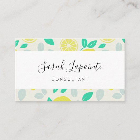シック&トレンディーサマーレモンパターンインクリーム 名刺 (正面)