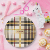 シック&トレンディートープと金ゴールドの格子柄 ペーパープレート (パーティー)