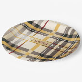 シック&トレンディートープと金ゴールドの格子柄 ペーパープレート (アングル)