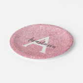 シック&トレンディーバラ金ゴールドグリッタースパークルスモノグラム ペーパープレート (アングル)